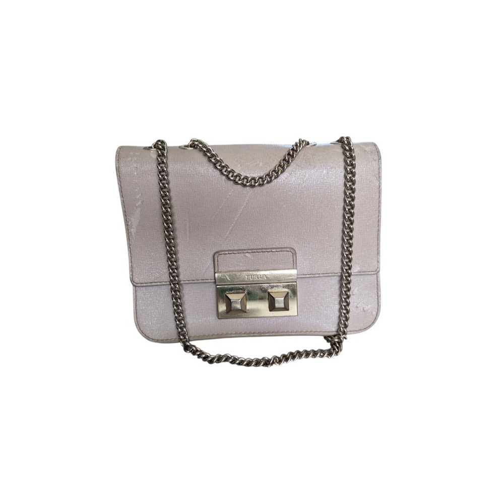 Furla Bella Mini Leather Crossbody Bag Gold Chain Flap Purse Neutral FLAW‎